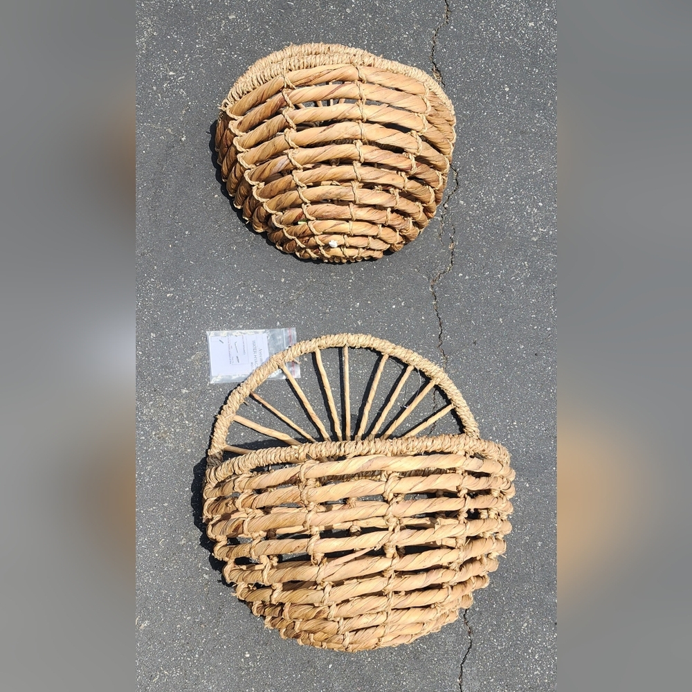 NWT Rattan Wall Pockets - Set of 2
